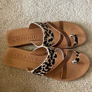 Antonio Melani sandals size 9. Leopard print calf hair and leather.